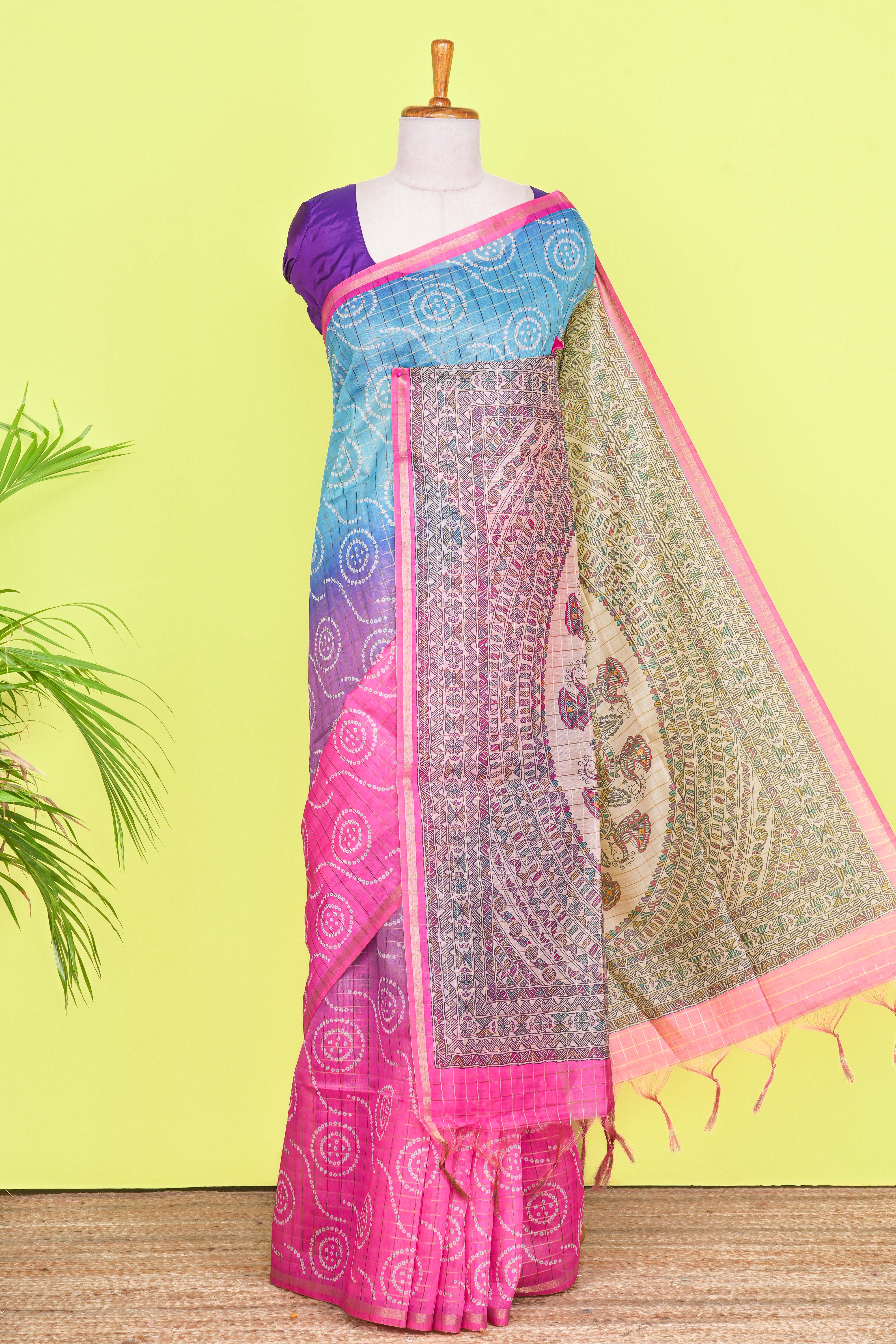 Multi color chanderi cotton saree