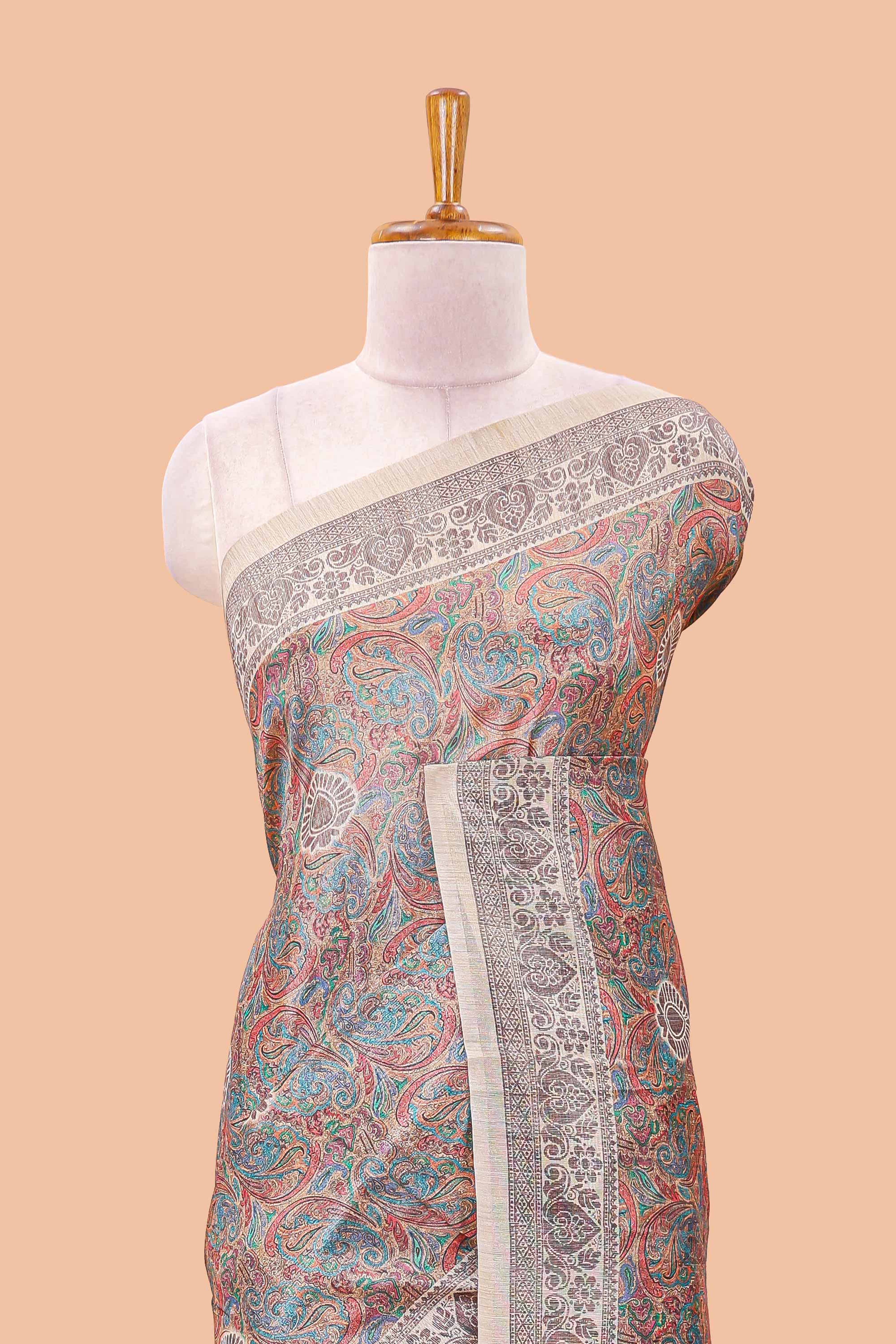 Multi color chanderi cotton saree with border