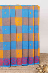 Multicolor checked butta chettinad cotton saree