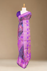 Multicolor dola silk peacock motif saree