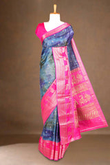 Multicolor dola silk peacock zari saree