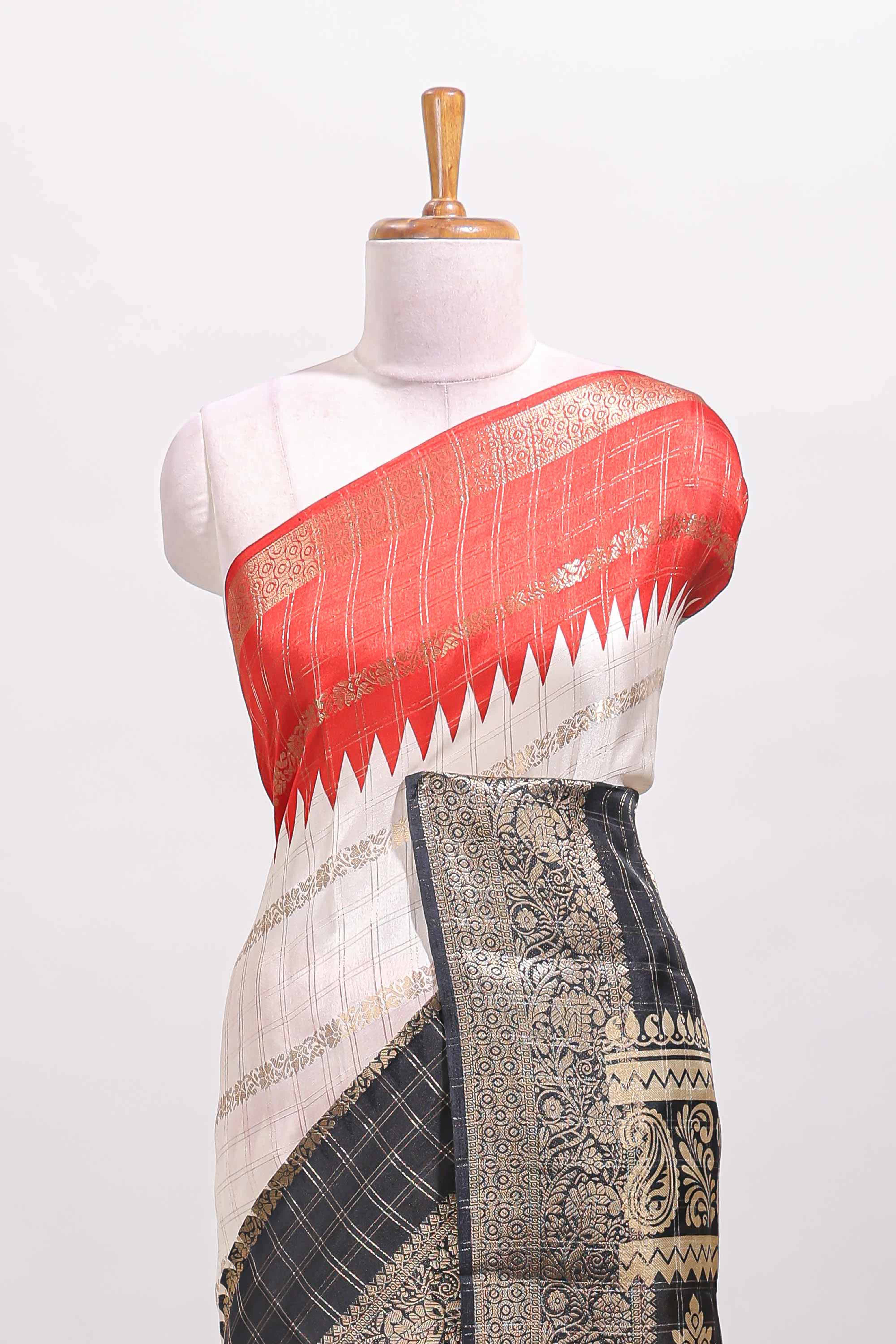 Multicolor dola silk zari border saree
