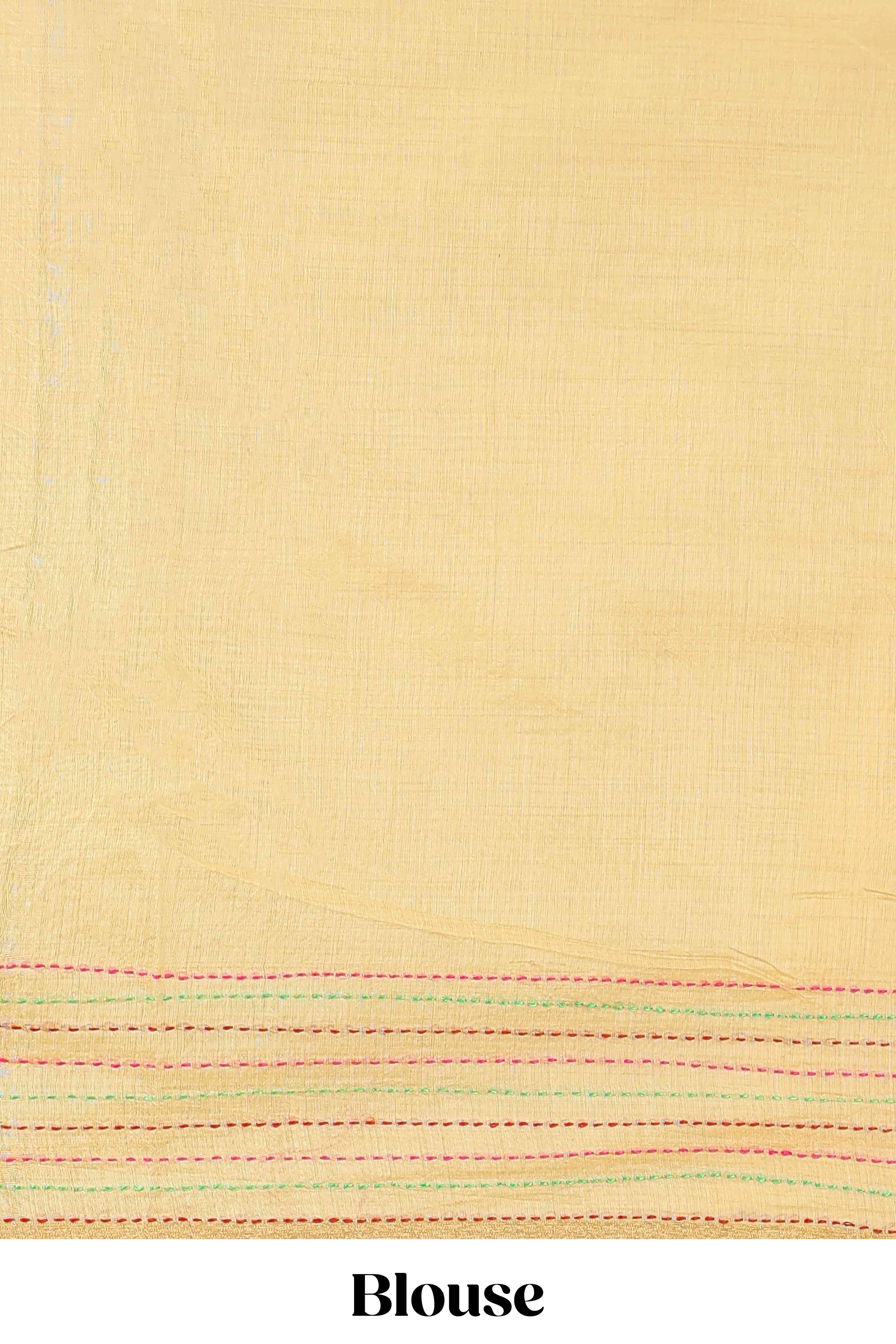 Mustard chanderi saree hand embroidered