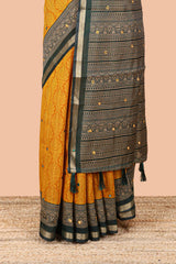 Mustard contrast border chanderi saree