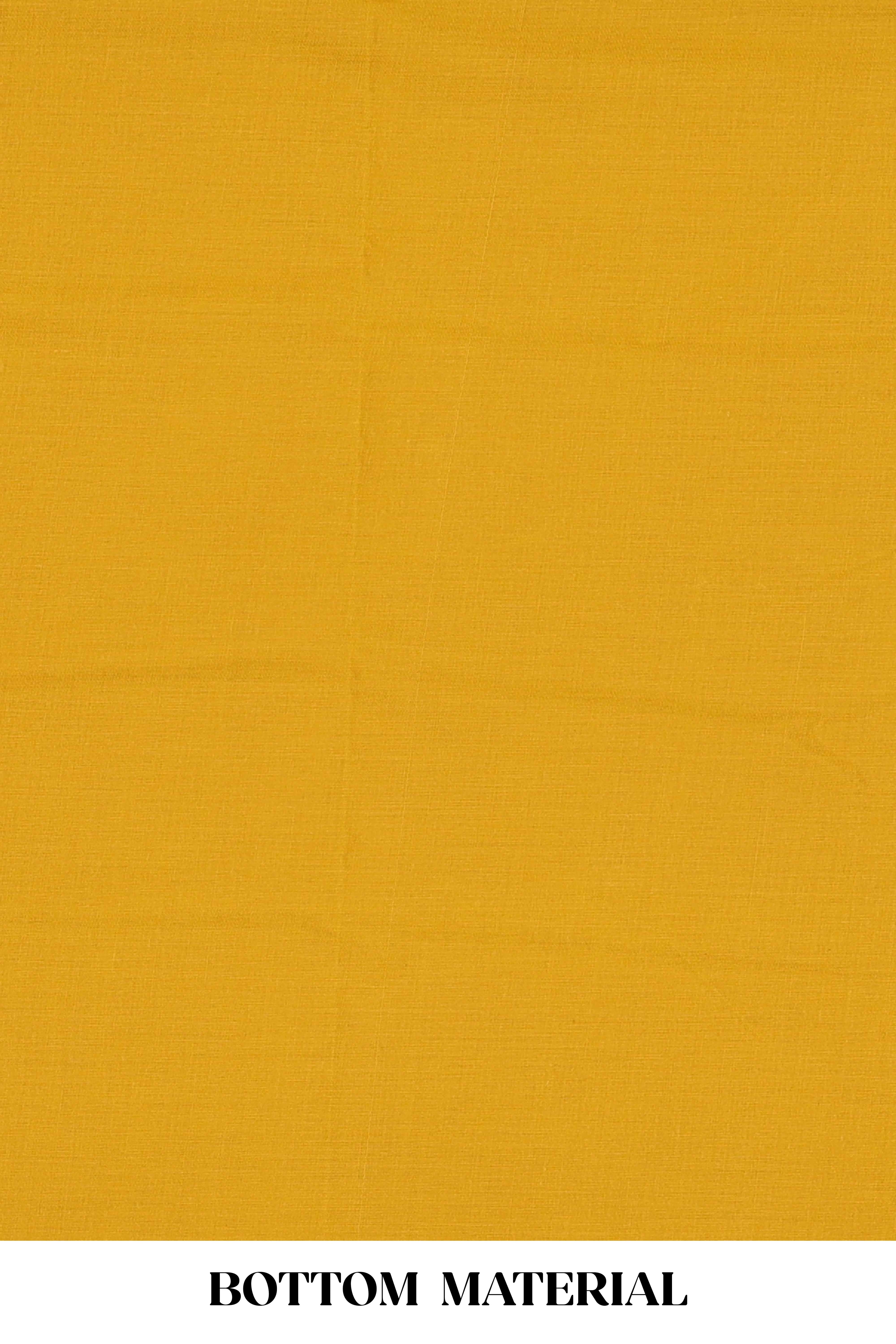 Mustard cotton silk thread work suit