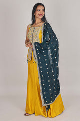 Mustard embroidered sharara