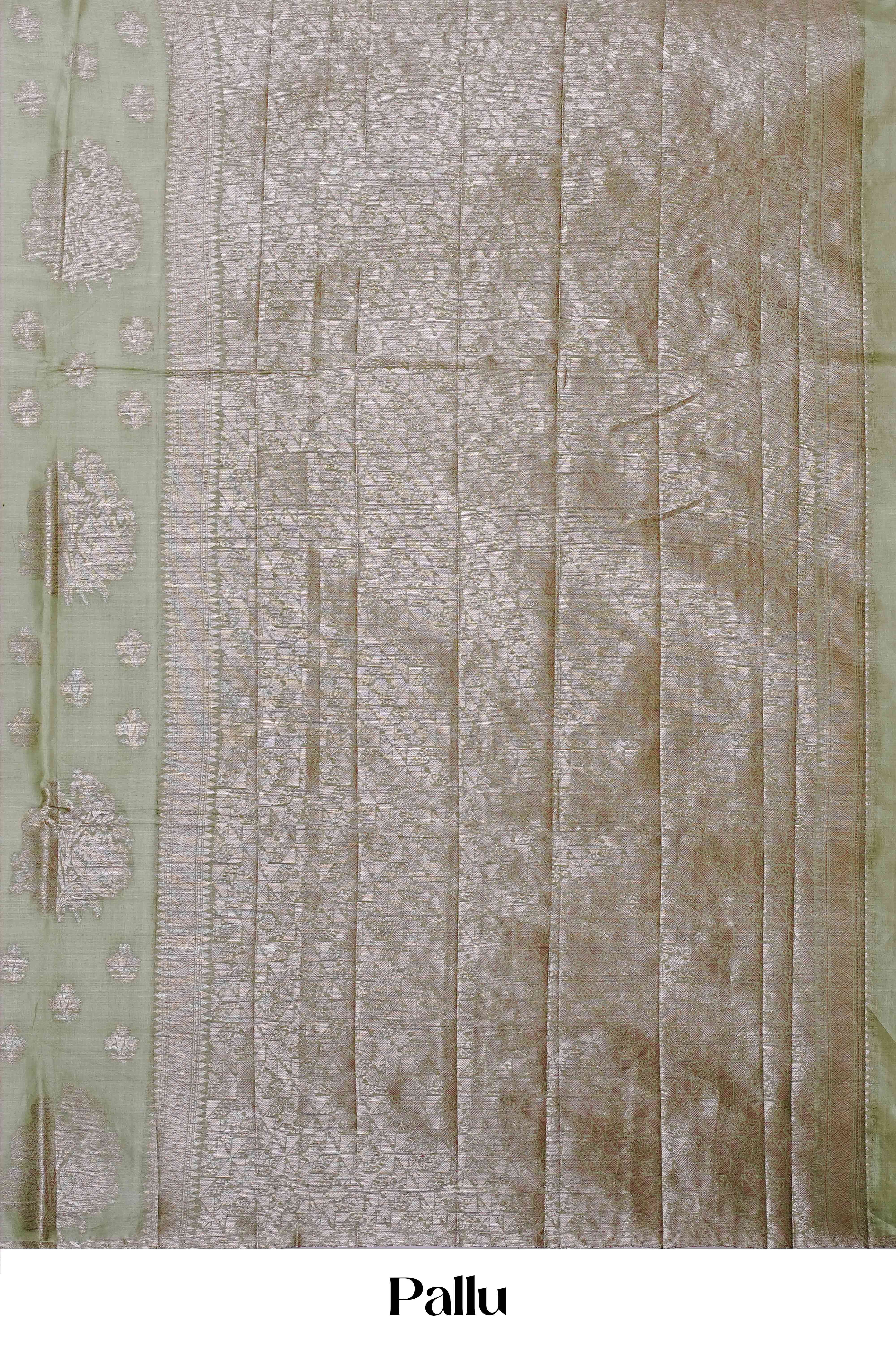 Olive butta tussar silk saree
