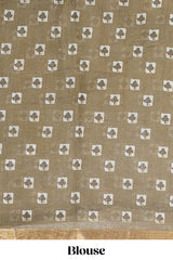 Olive green casual linen saree