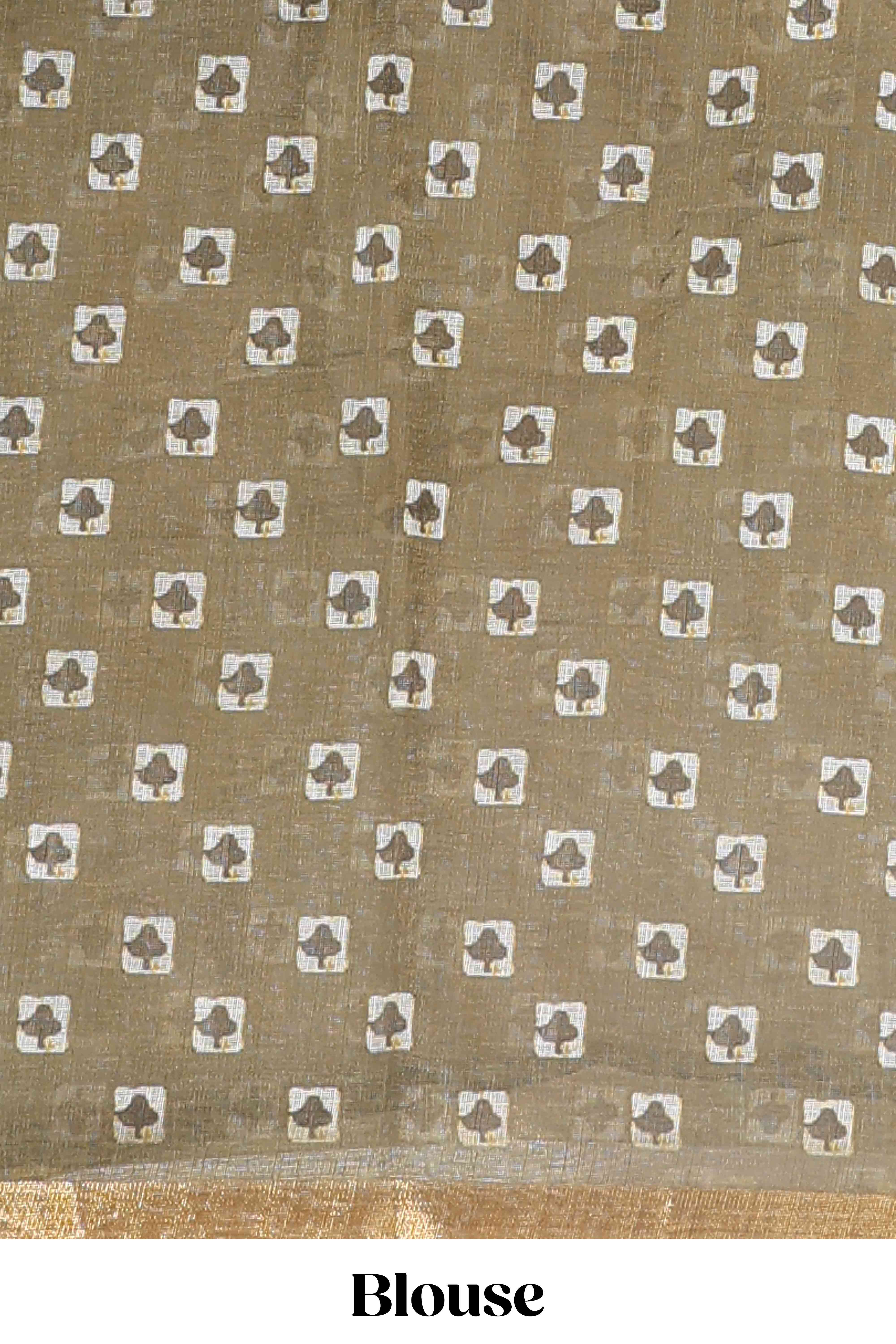 Olive green casual linen saree
