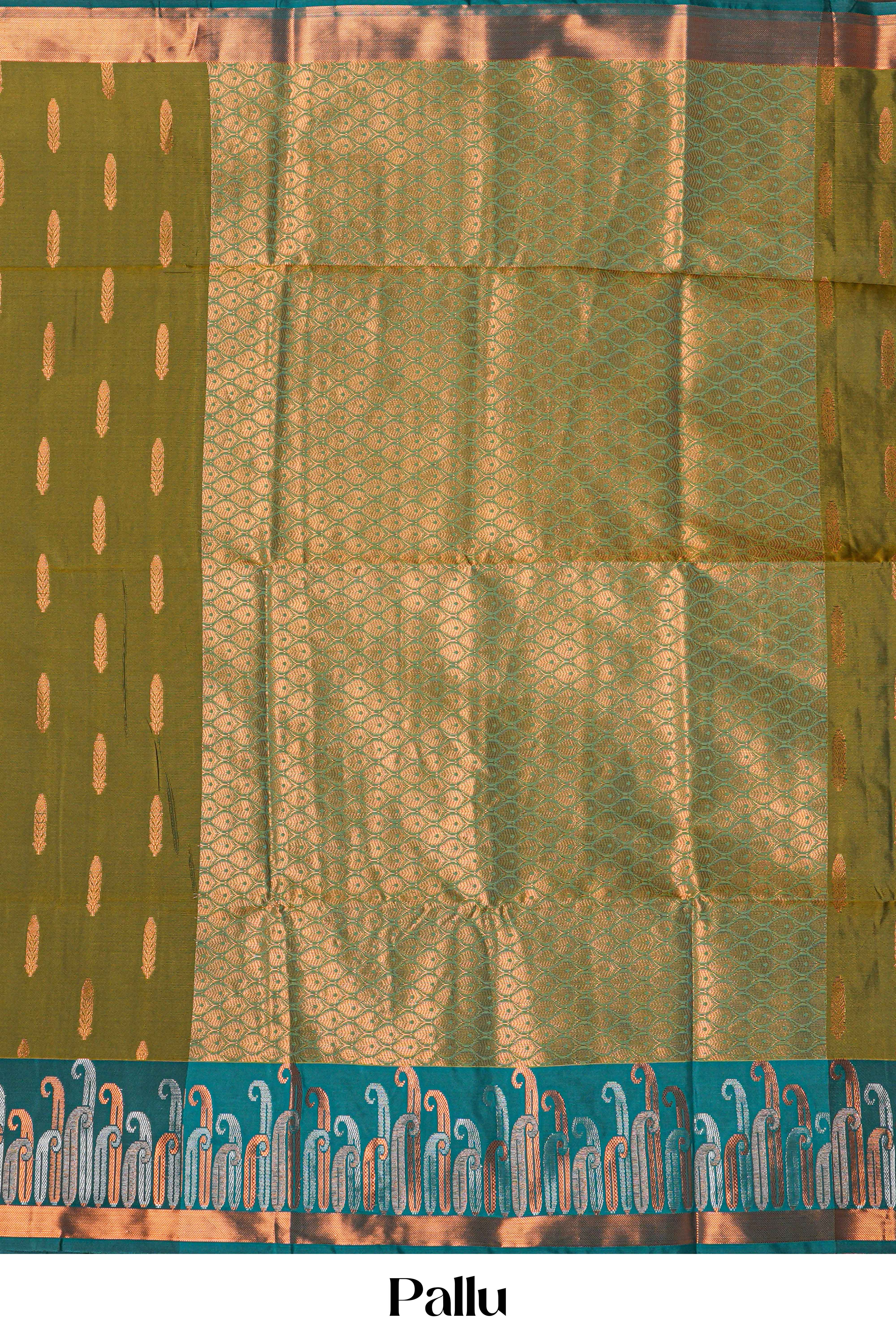 Olive green kathan silk elegant saree