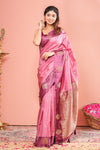 Onion pink art silk zari butta saree