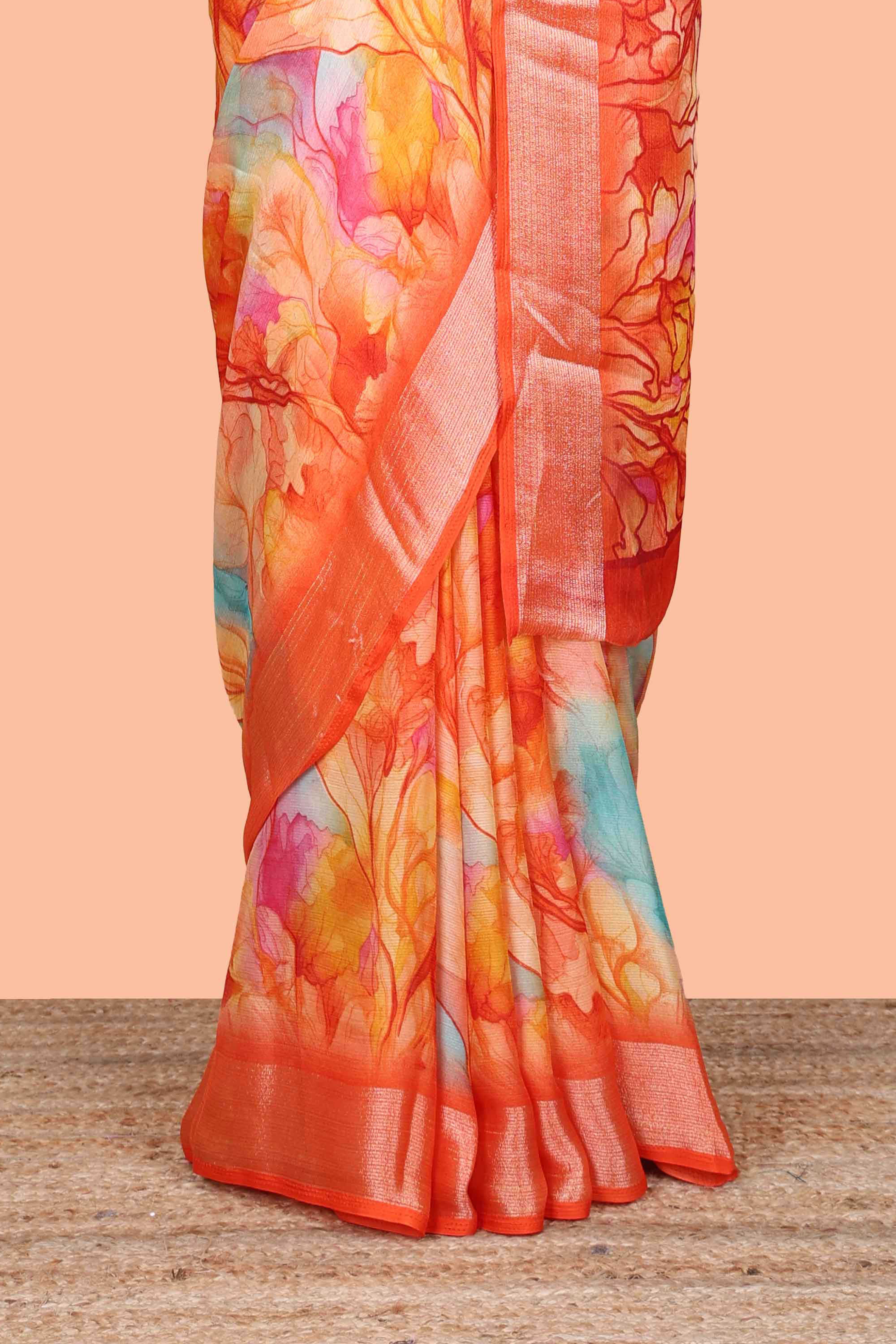 Orange Matching blouse feature