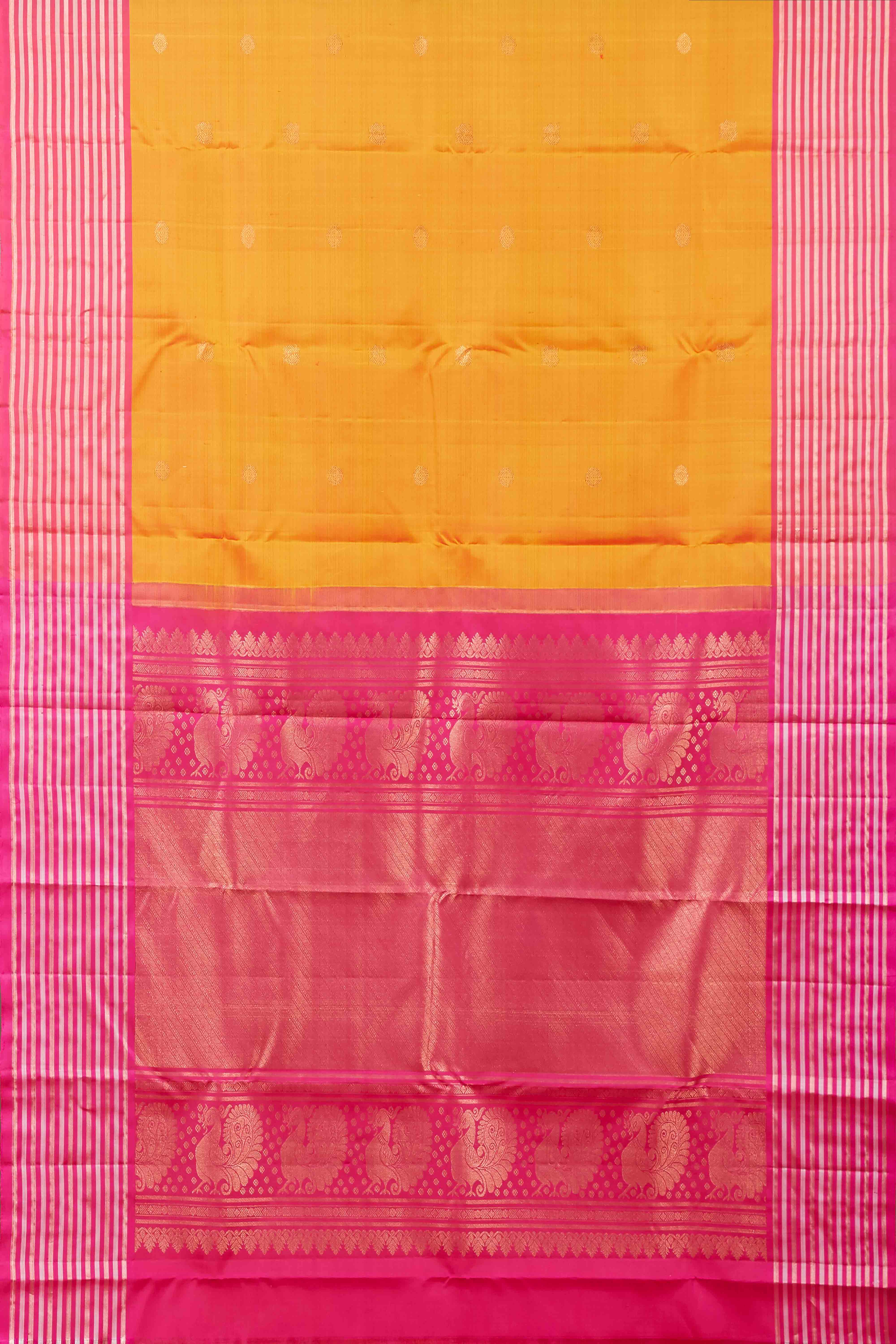 Orange checked silk saree