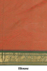 Orange chettinad saree matching blouse
