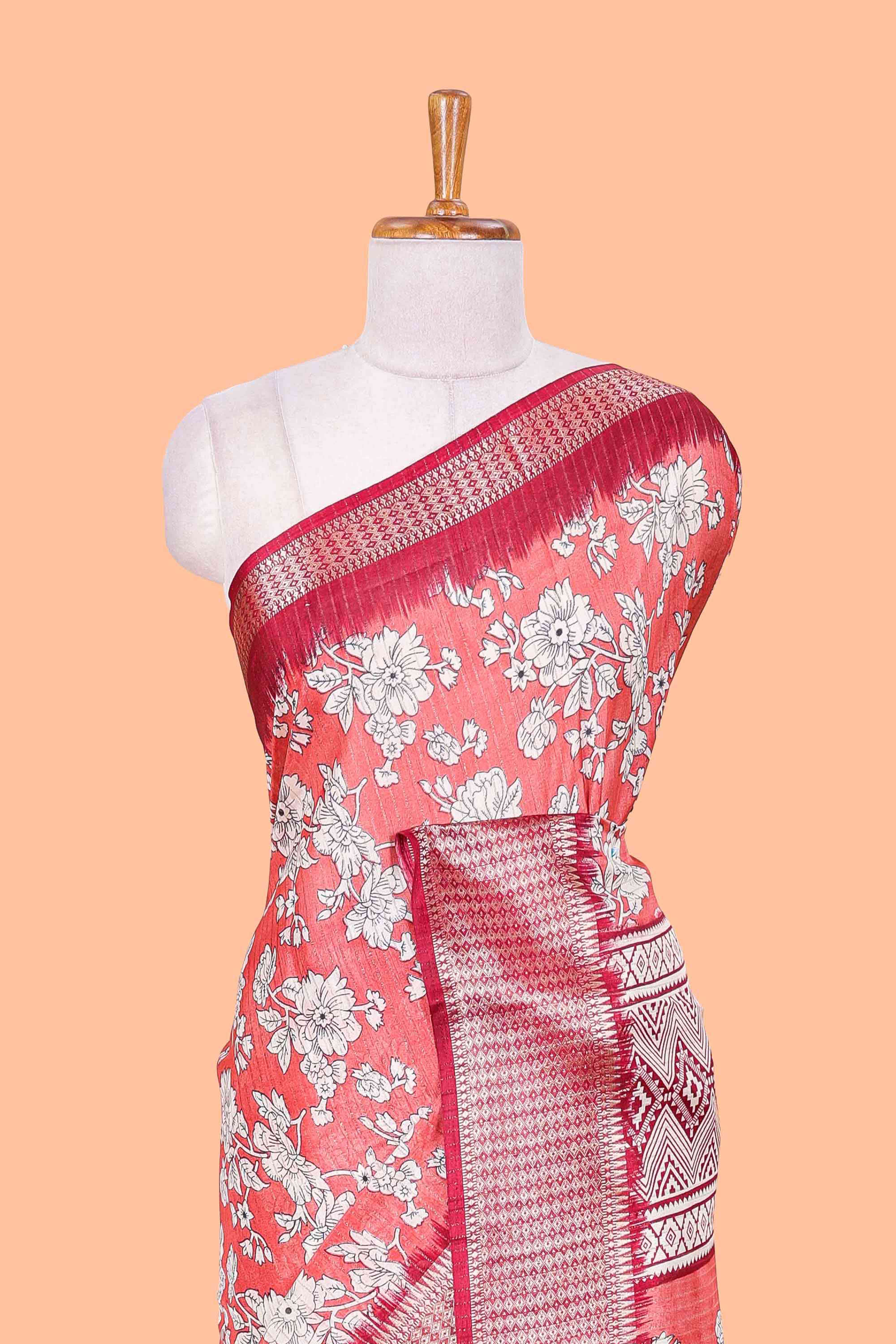 Orange dola jacquard border saree