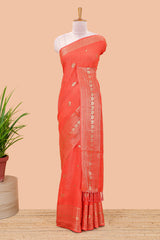 Orange dola silk coin motif saree