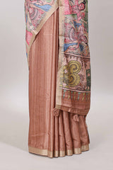 Orange dola silk pallu design saree