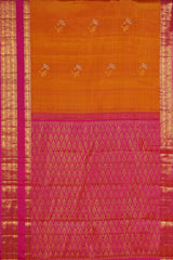 Orange gold zari silk saree