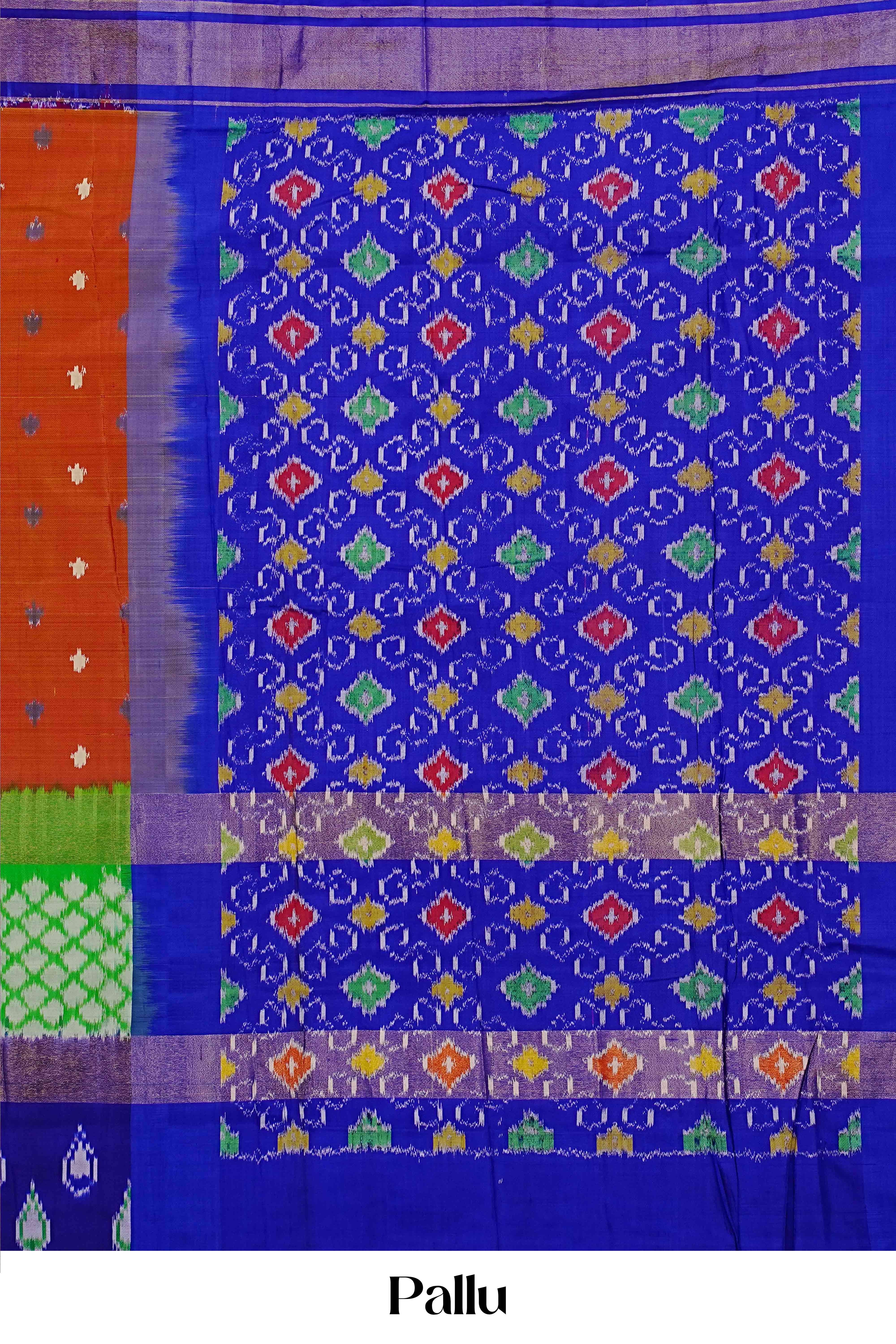 Orange ikkat with contrast border