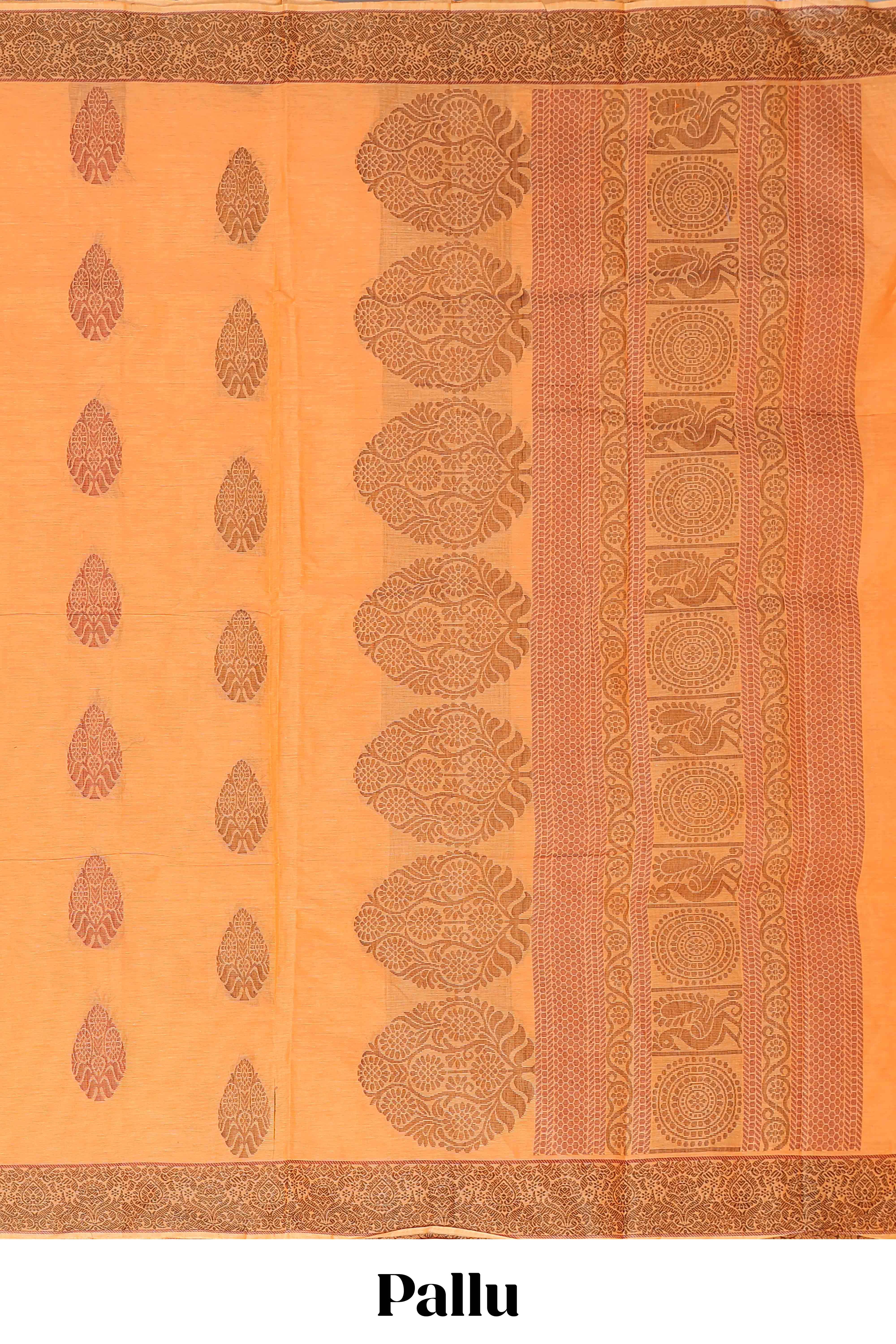 Orange kanchi cotton saree