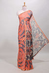 Orange shibori linen saree