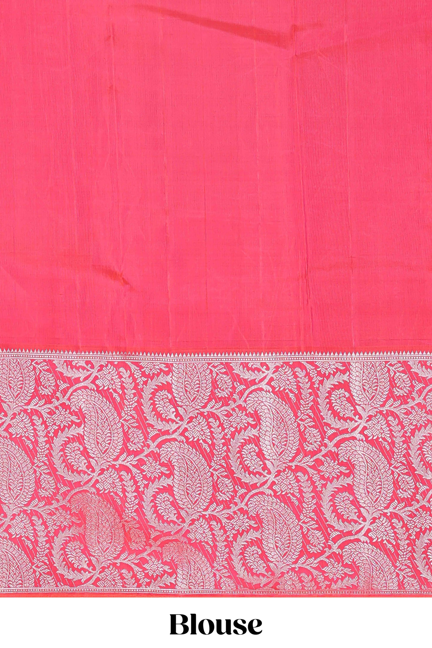 Pink striped floral silver zari butta parambariya pattu saree with contrast zari border and pallu