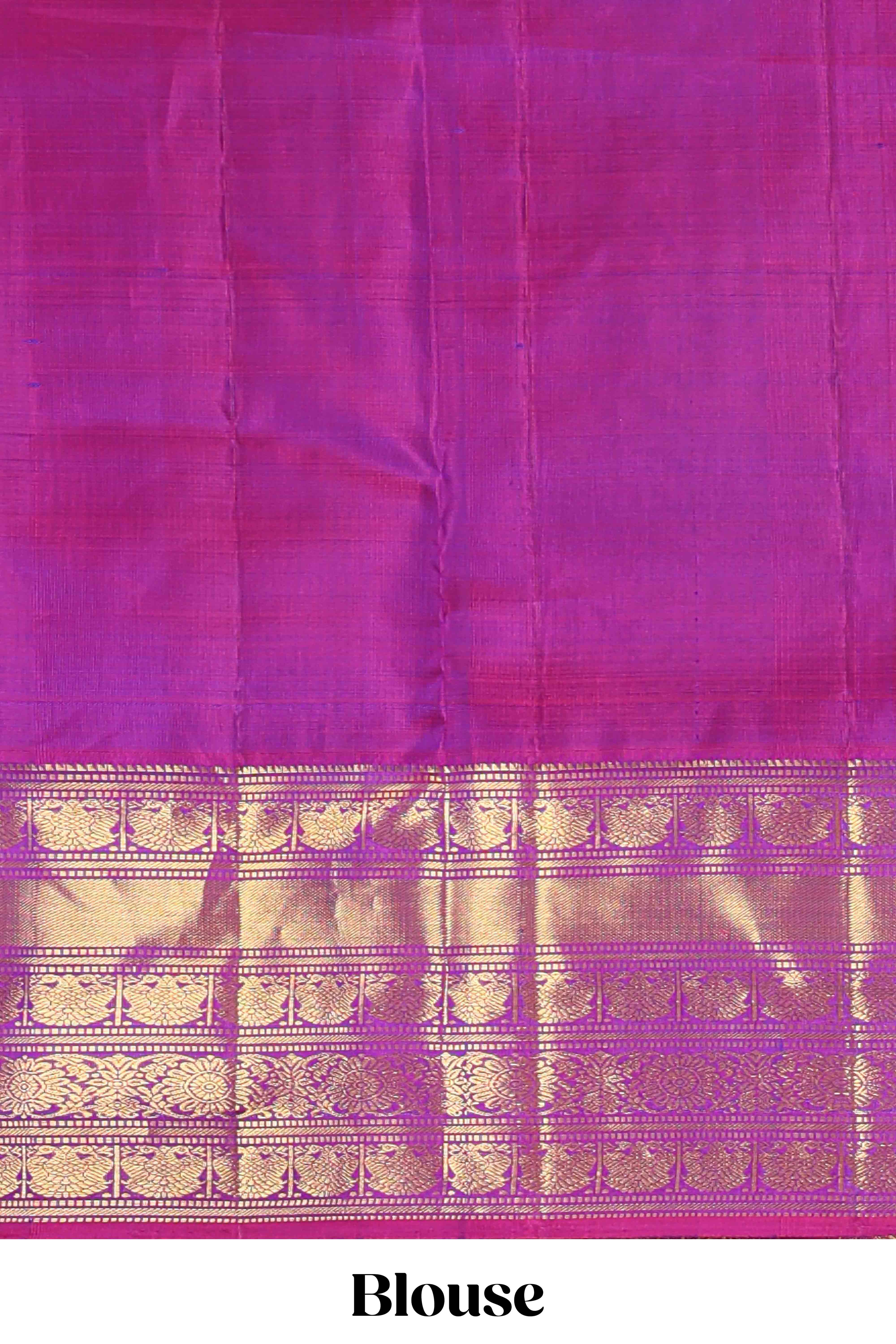 Blue zari butta dotted stripes parambariya pattu saree with contrast border and pallu