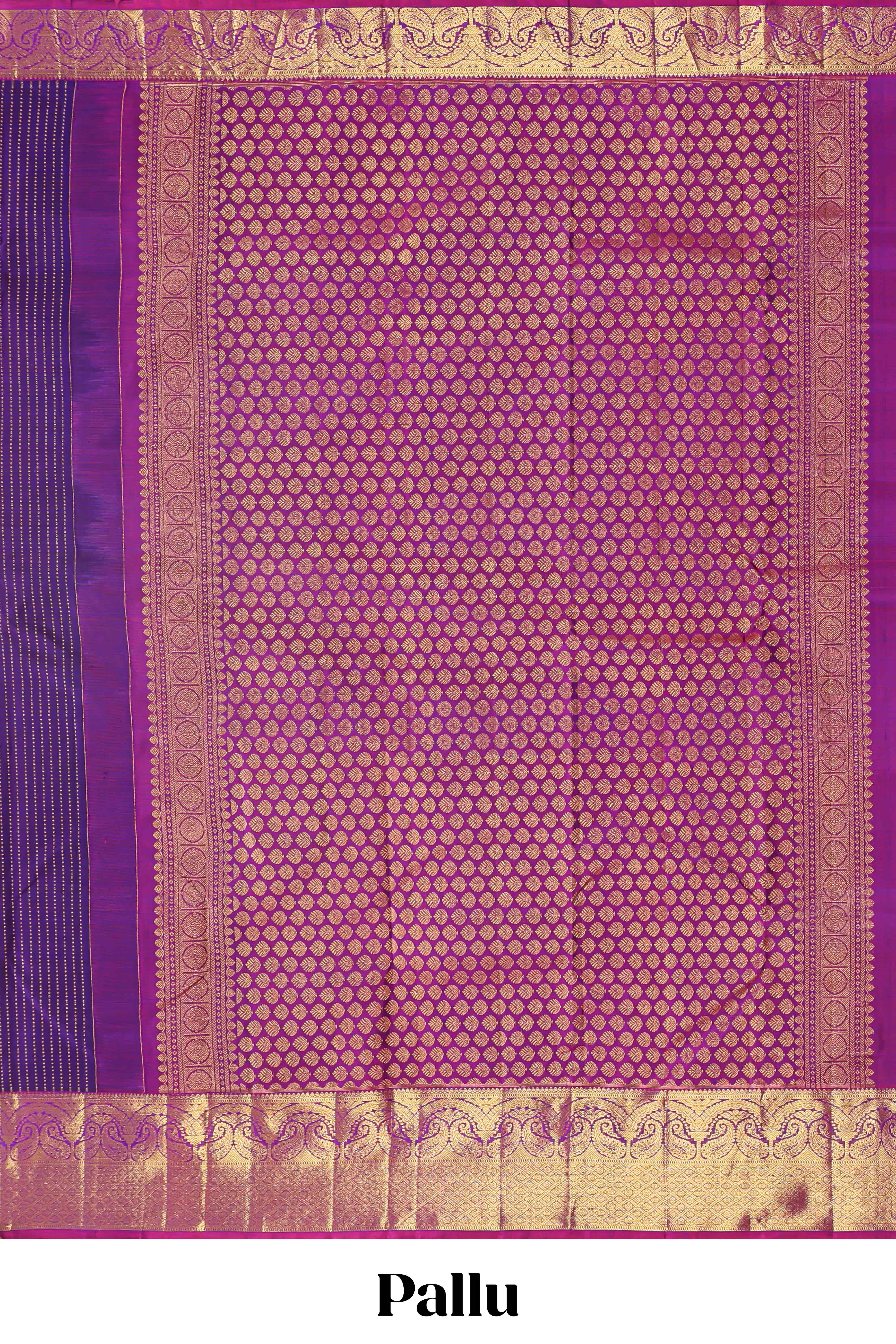 Purple striped zari design parambariya pattu saree with contrast border and pallu