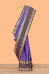 Violet zari butta parambariya pattu saree with contrast bentex border and pallu