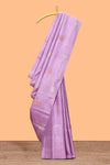 Borderless lavender striped design parambariya pattu saree with contrast pallu and blouse