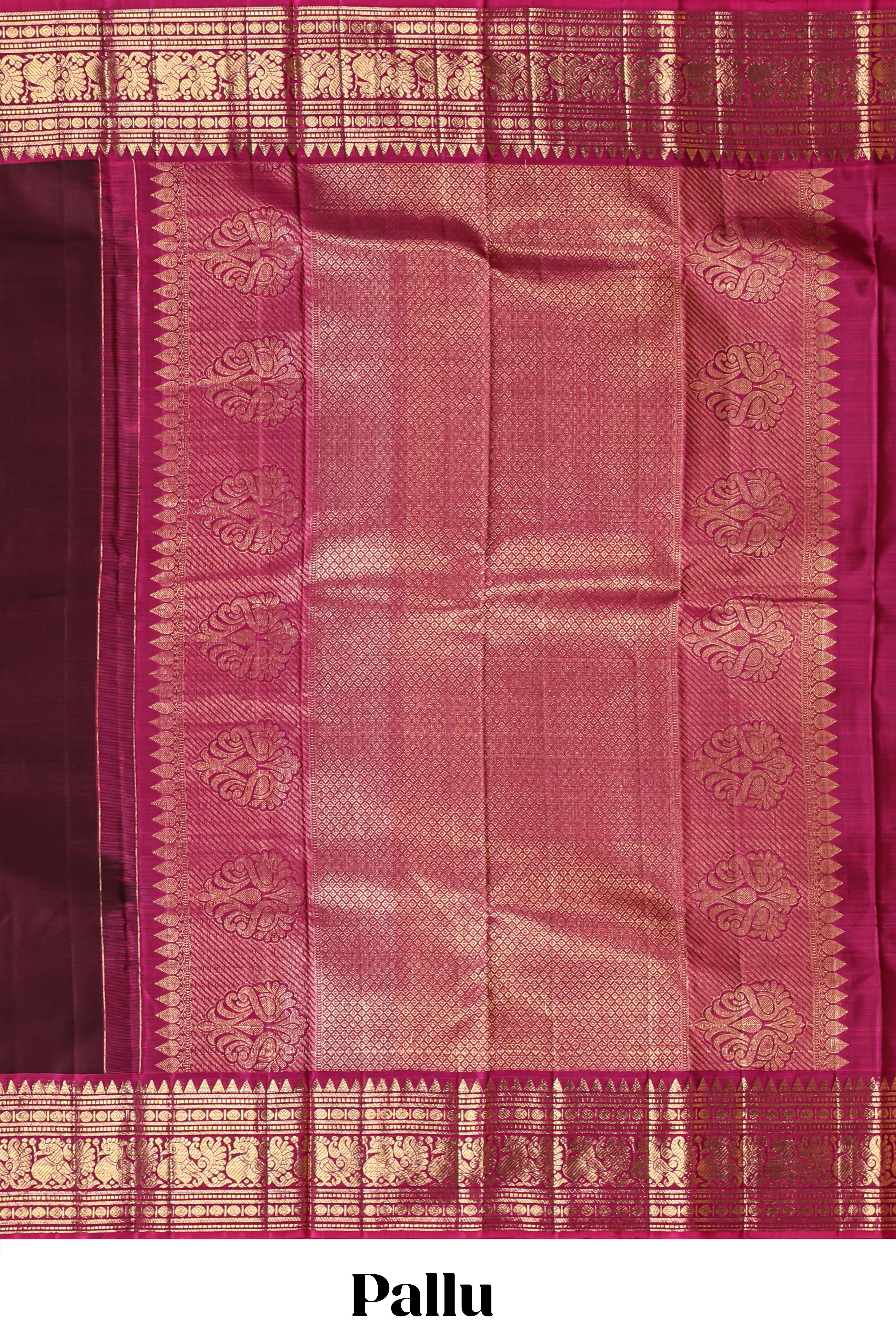 Maroon zari motifs parambariya pattu saree with contrast zari border and blouse