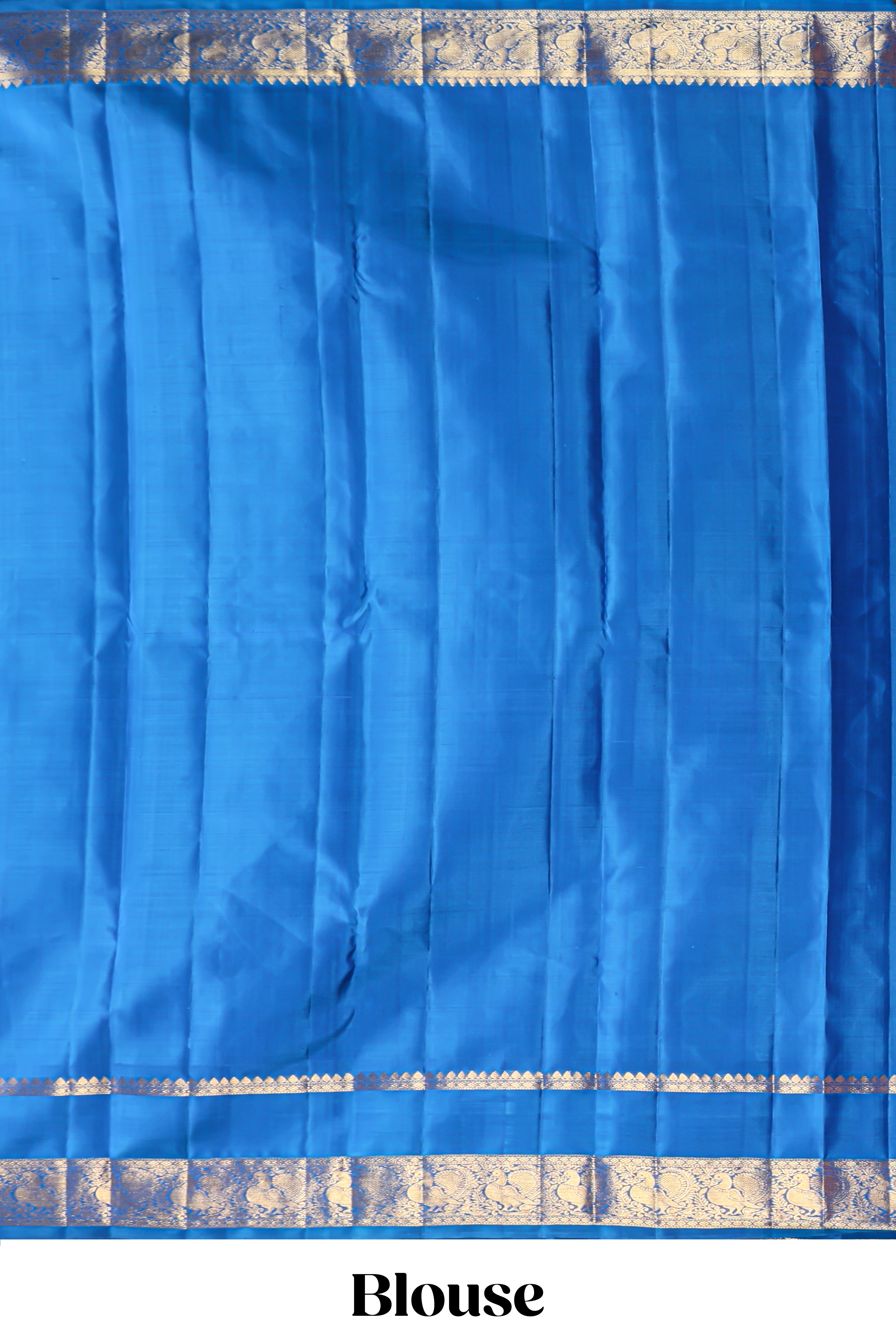Blue zari motifs parambariya pattu saree with contrast zari border and blouse