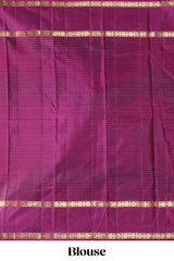 Dark green striped zari motifs parambariya pattu saree with contrast zari border and blouse
