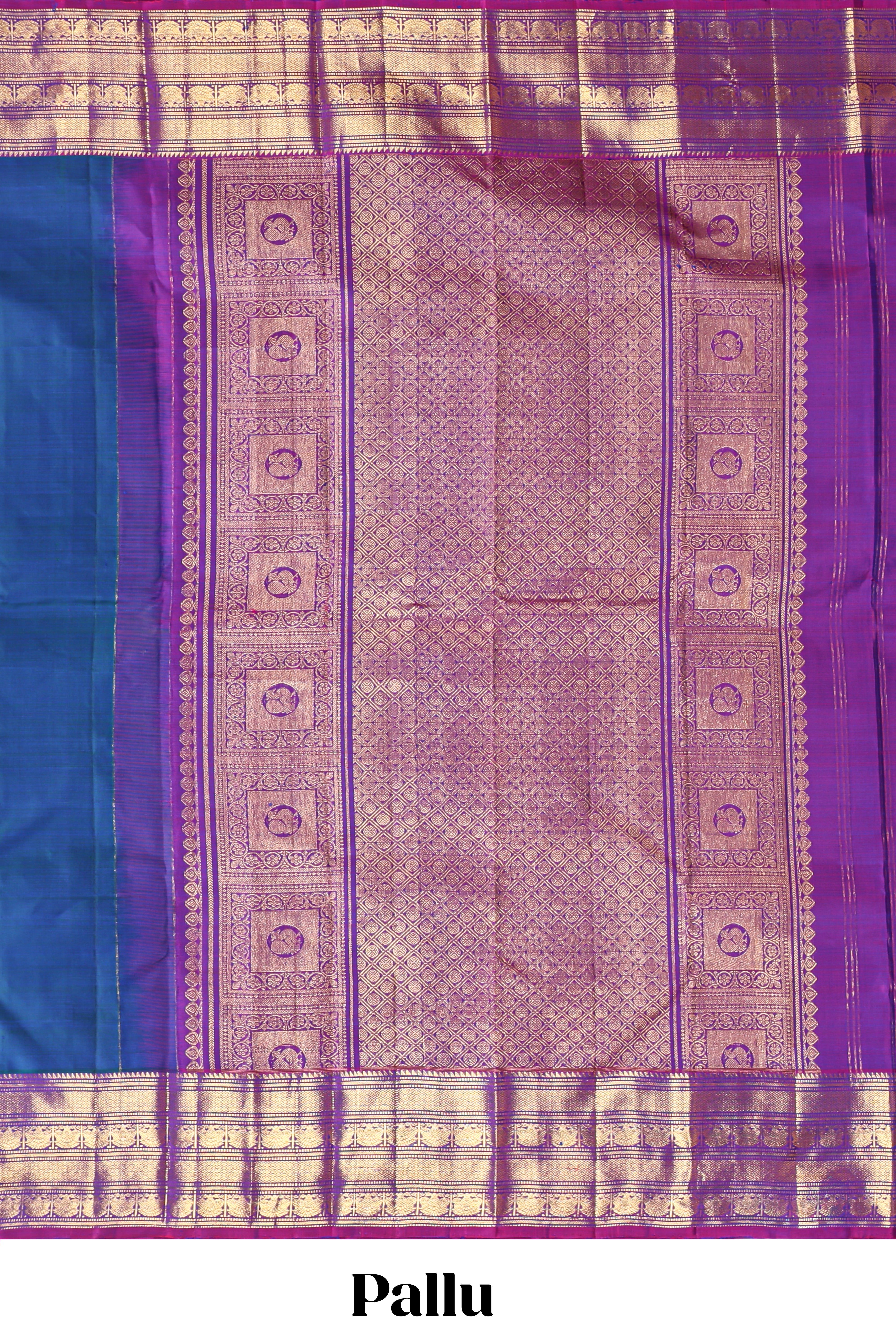 Blue zari motifs parambariya pattu saree with contrast zari border and blouse