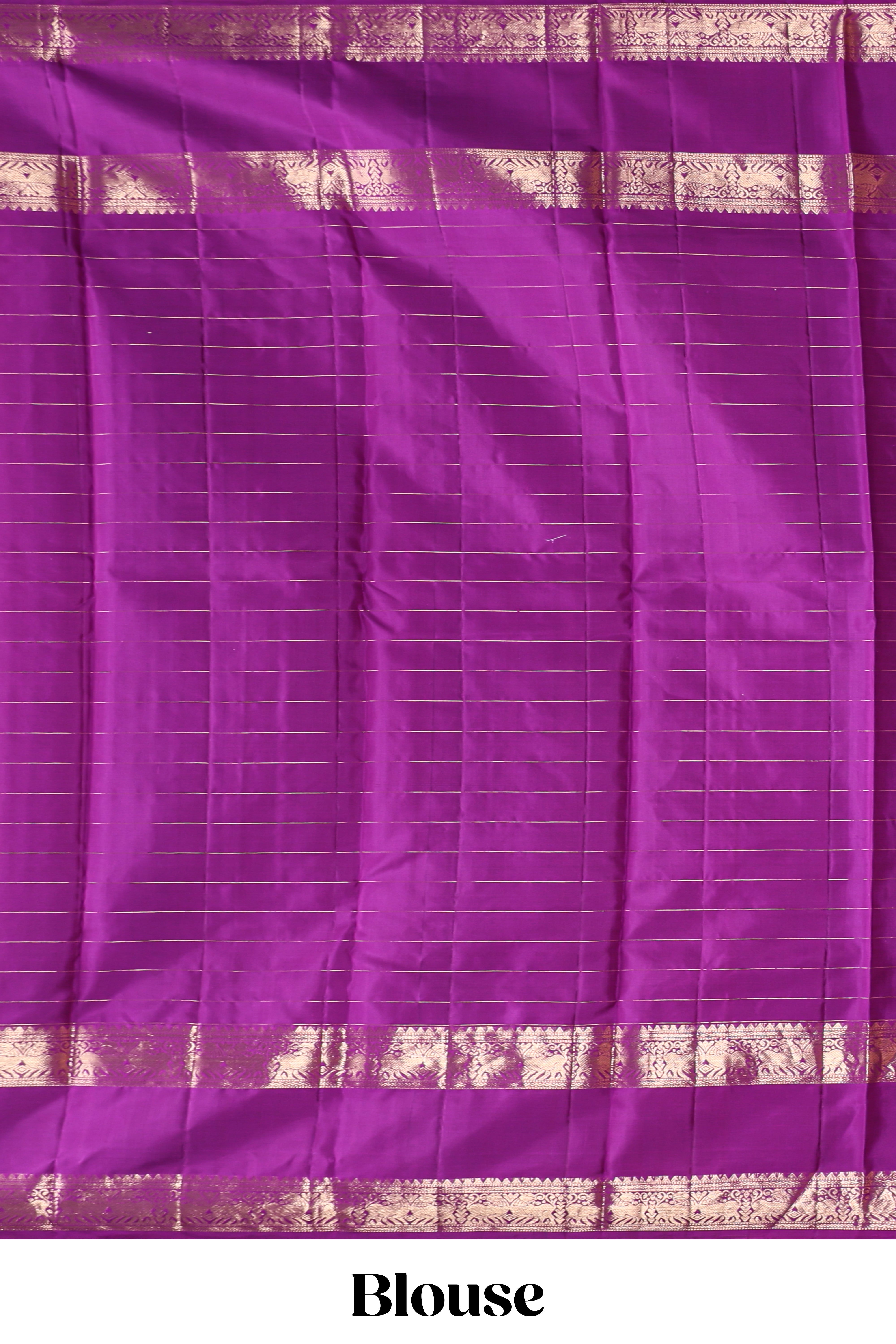 Midnight blue checked zari motifs parambariya pattu saree with self zari border and contrast blouse