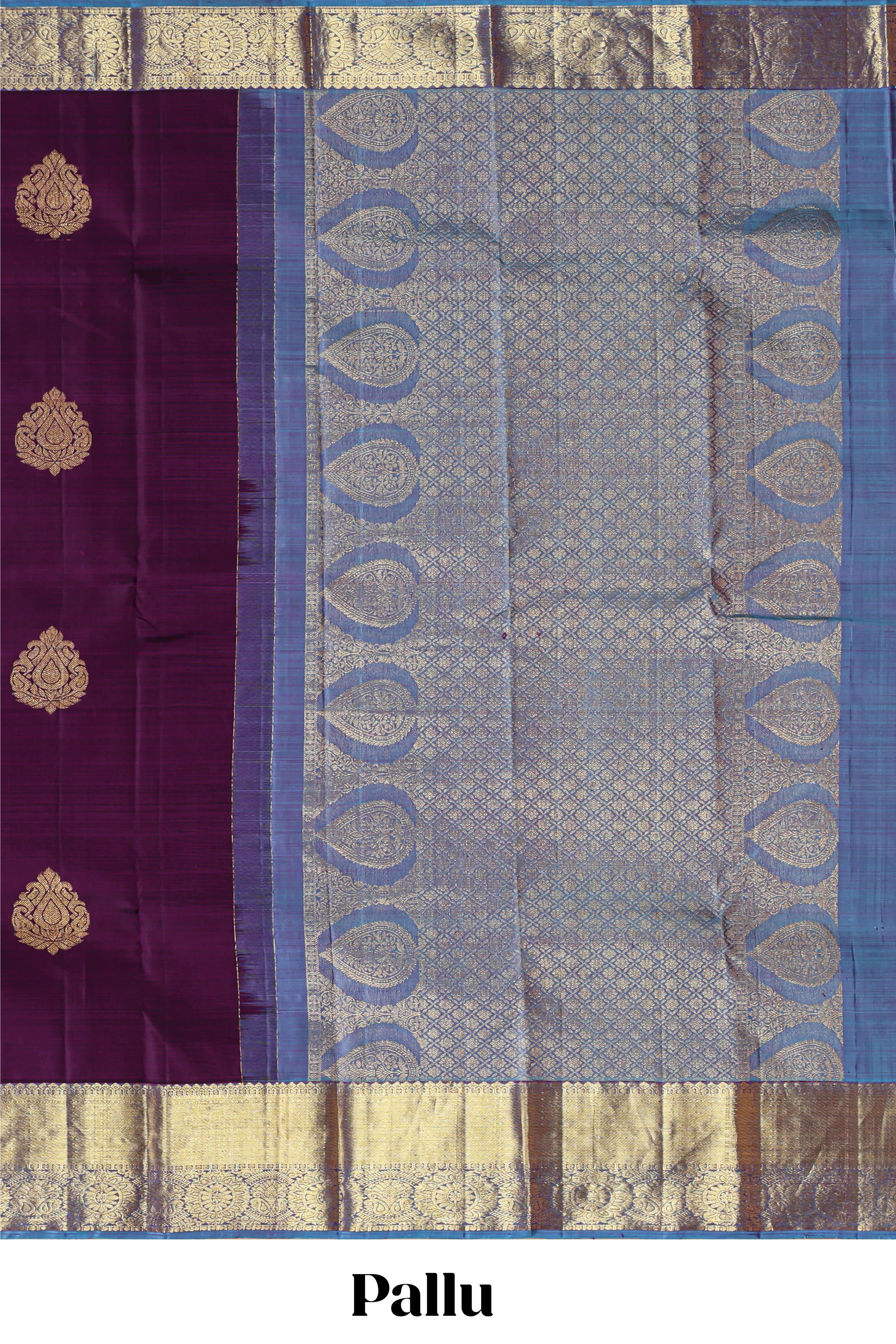 Purple zari motifs designparambariya pattu saree with contrast zari border and contrast blouse