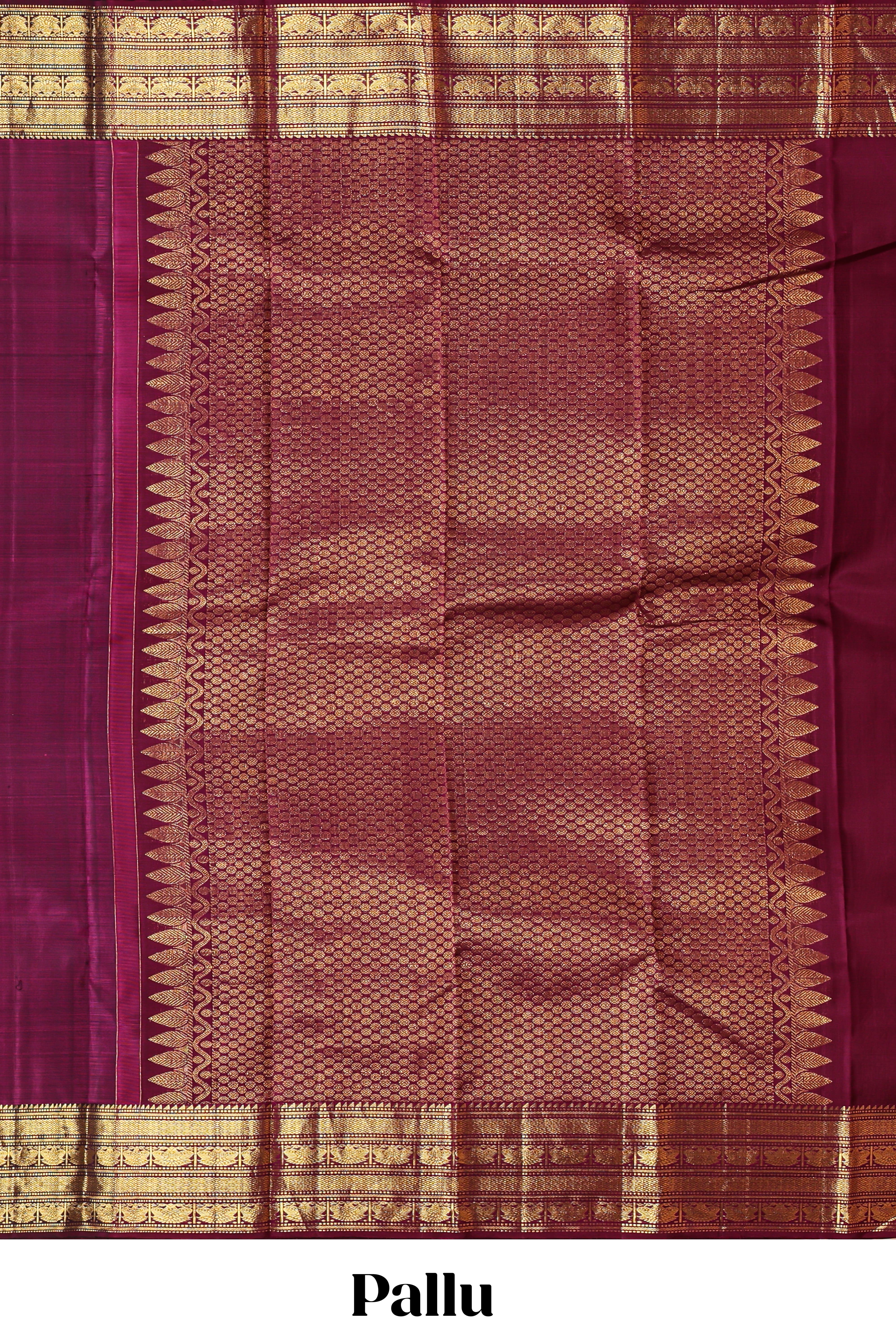 Magenta floral design zari motifs parambariya pattu saree with self zari border and matching blouse