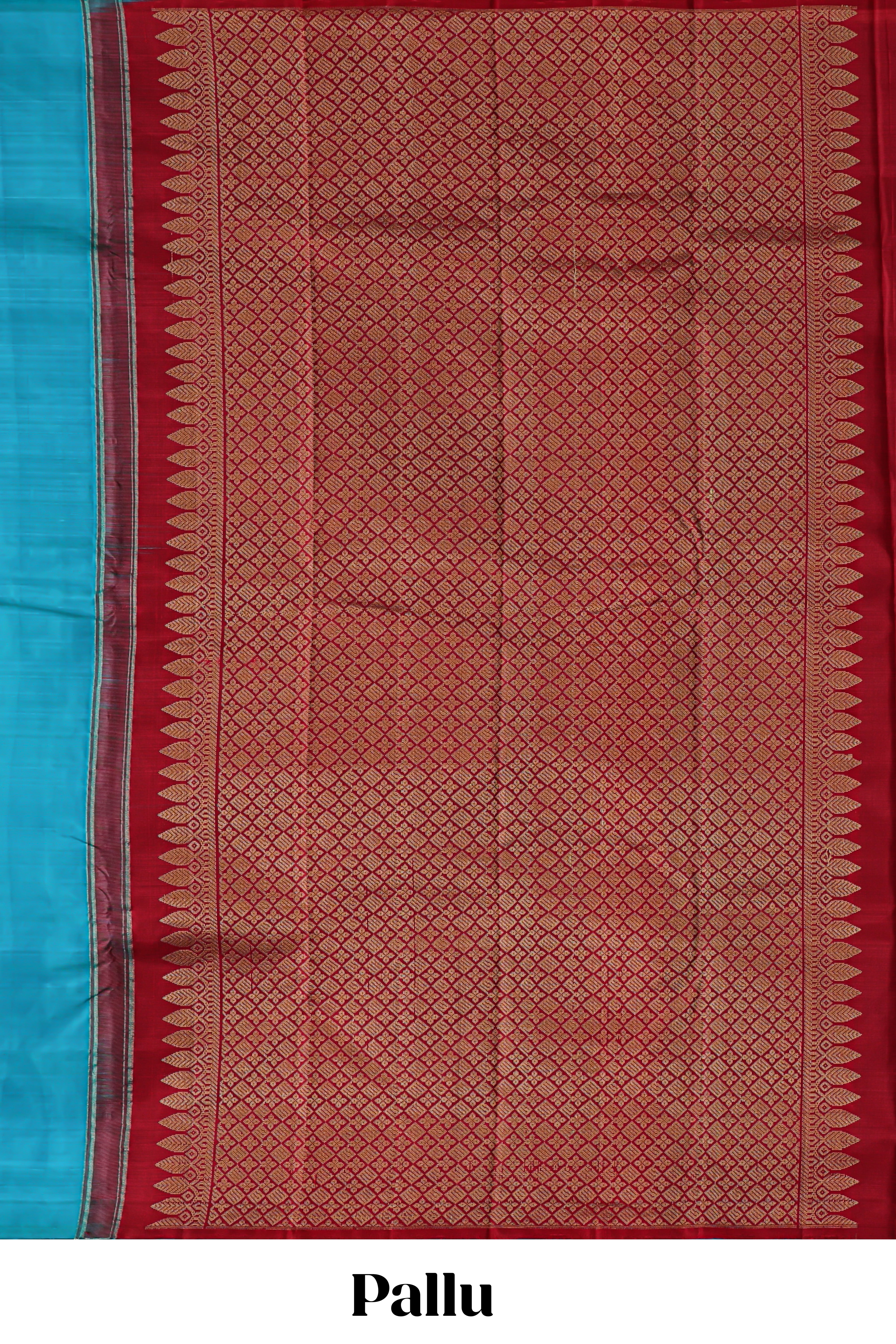 Borderless blue peacock design motifs parambariya pattu saree with contrast pallu and blouse