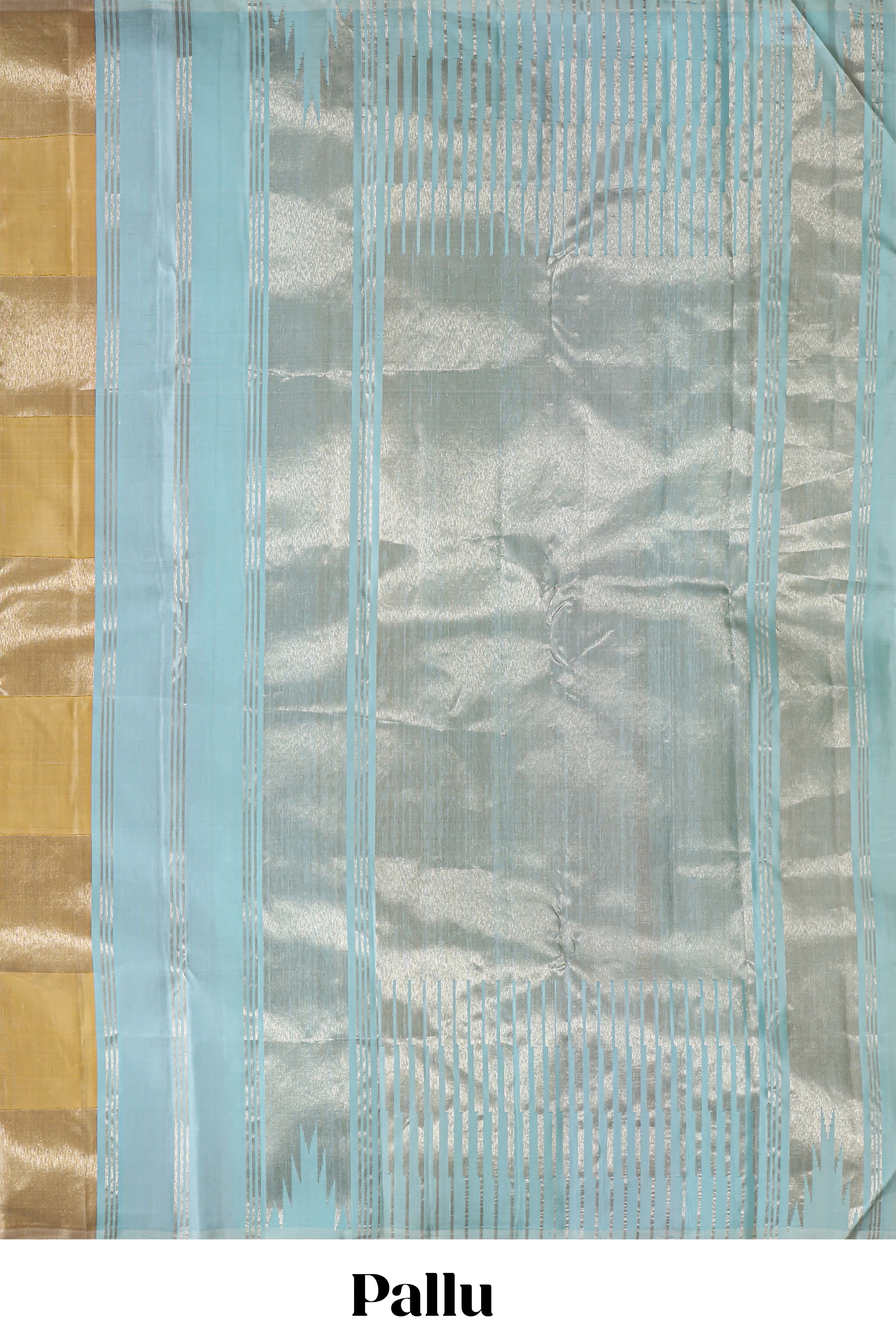 Borderless multi color parambariya pattu saree with contrast zari striped pallu and blouse