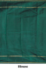 Multicolor striped and checkedparambariya pattu saree with contrst dark green border and pallu along with plain pallu