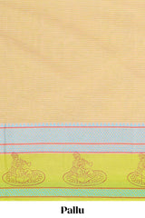 Pink checked bamboo leaf design chirala cotton saree with contrast border and blouse