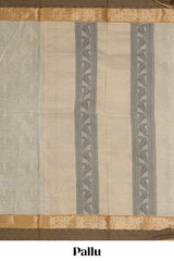 Beige unique design kovai cotton saree with contrast border and matching pallu