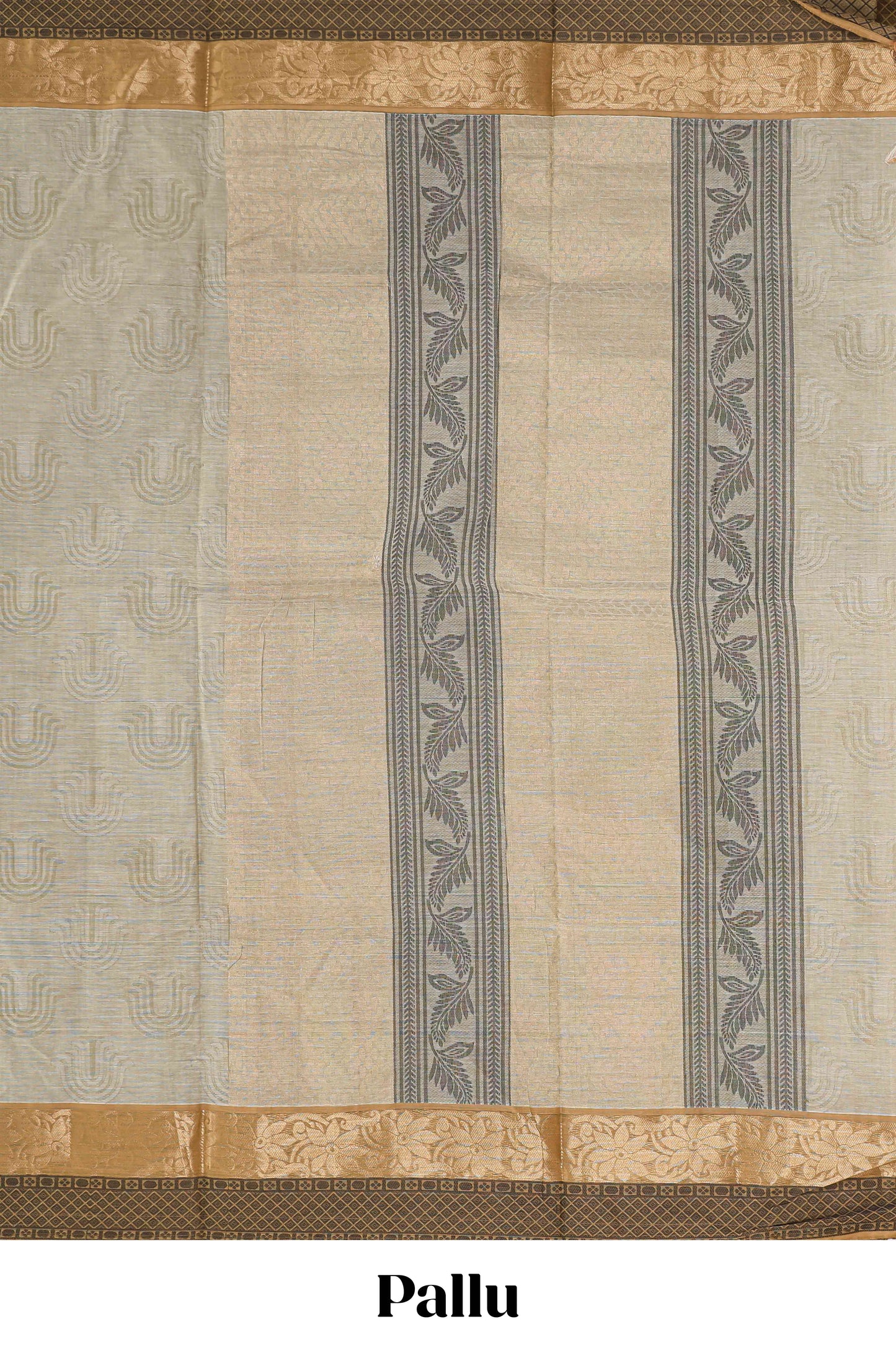 Beige unique design kovai cotton saree with contrast border and matching pallu