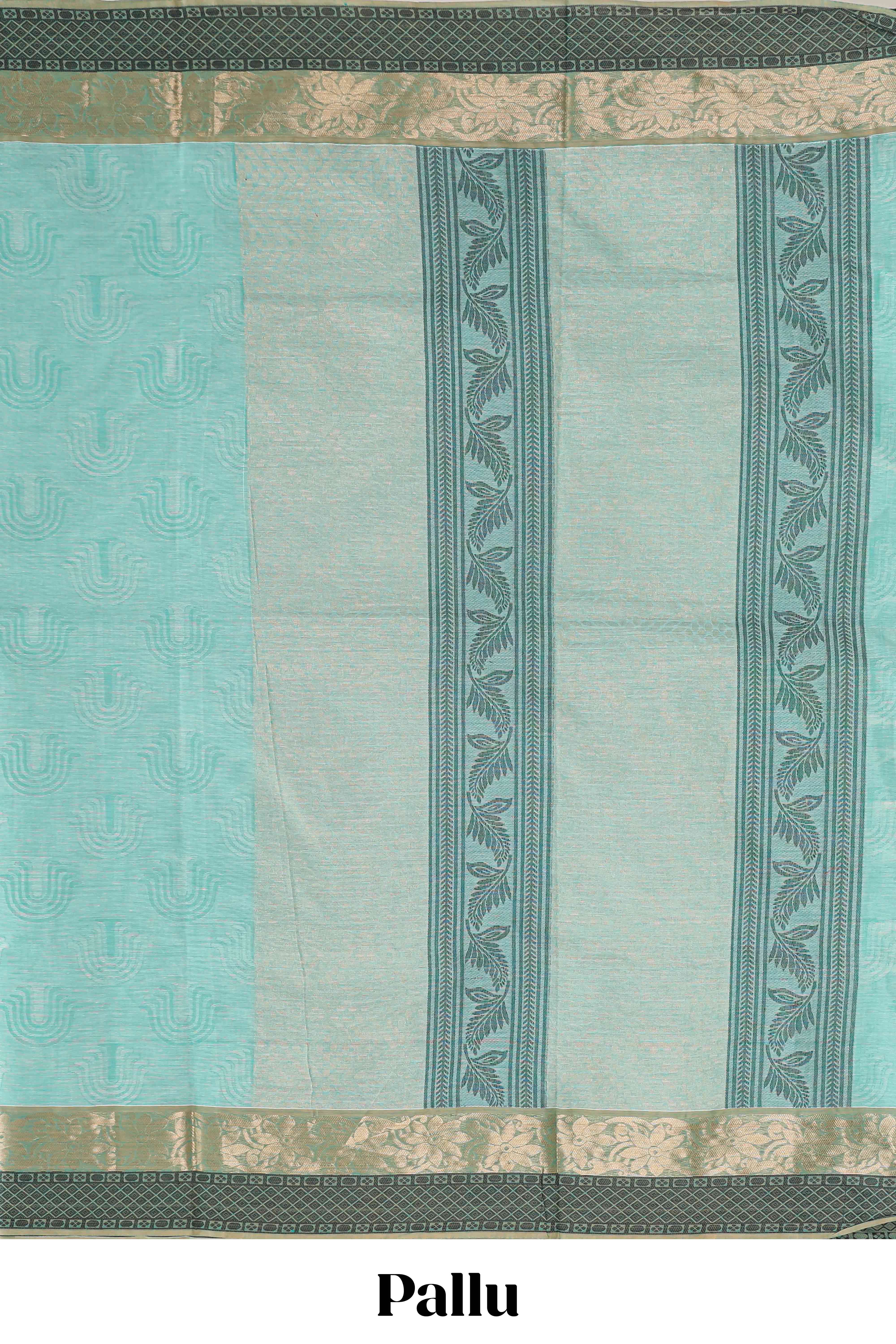 Blue unique design kovai cotton saree with contrast border and matching pallu