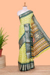 Parrot green semi dola bandhini saree