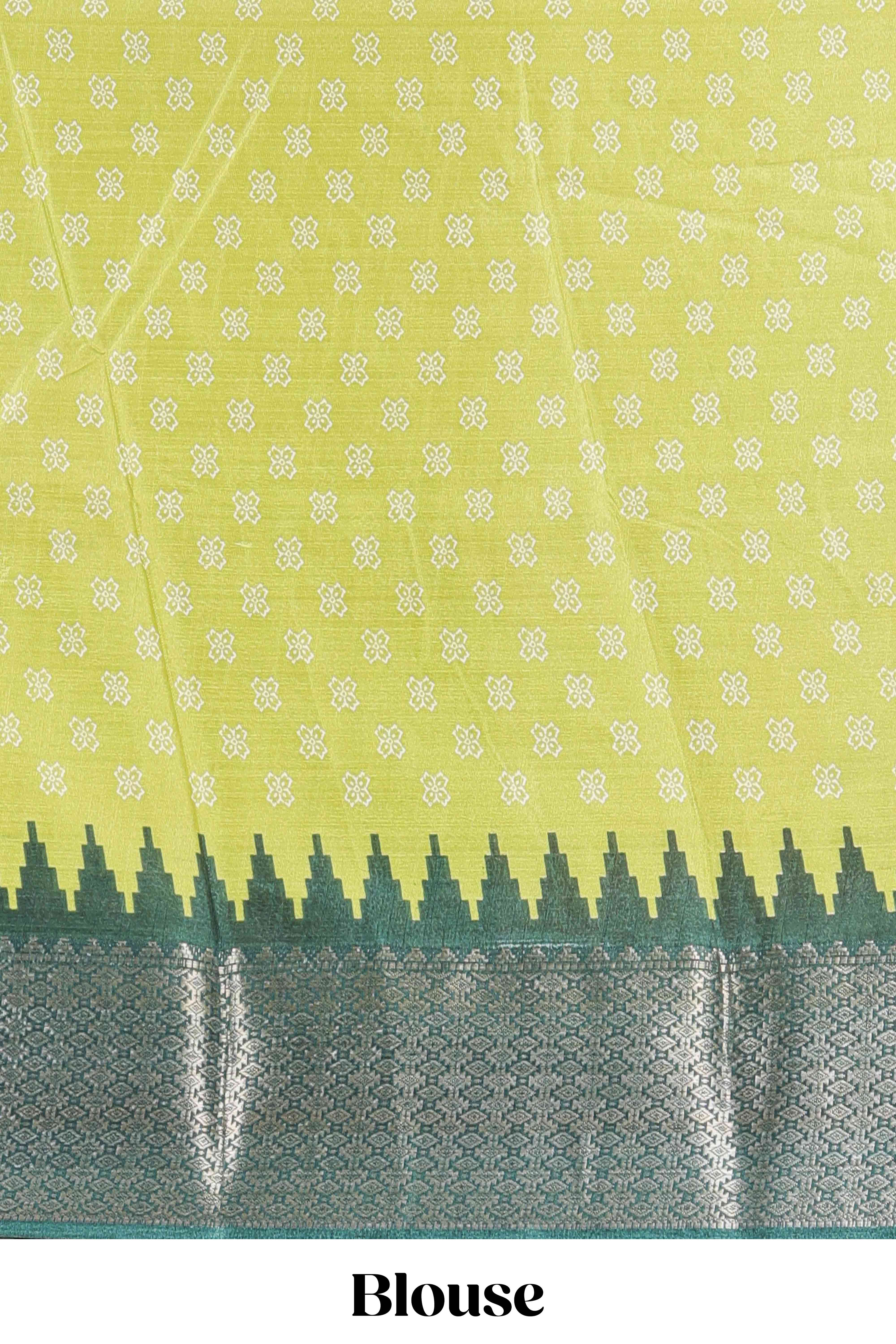Parrot green semi dola festive saree