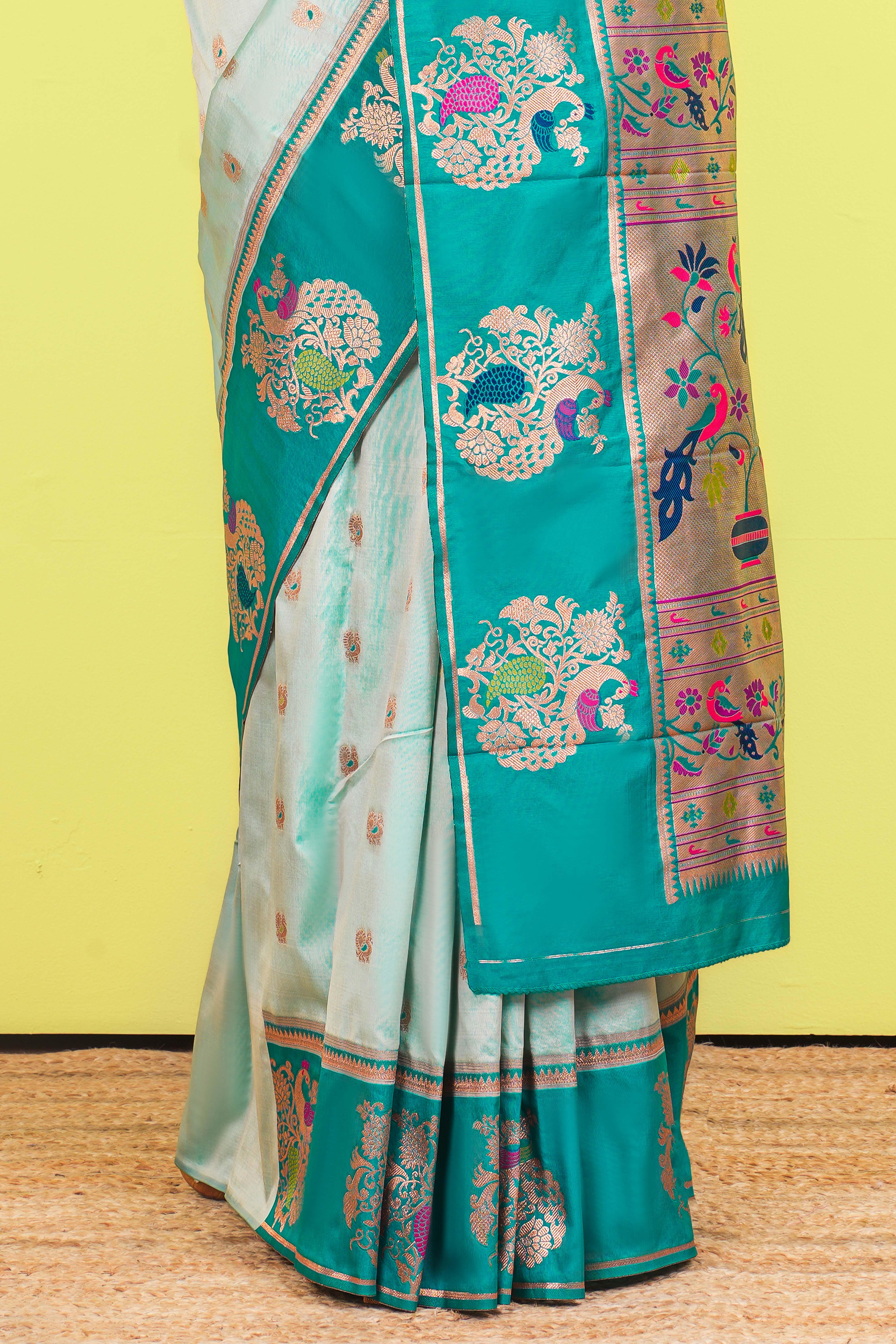 Pastel green art silk graceful drape saree