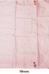 Peach Kota cotton saree with elegant border and detailed pallu