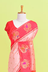 Peach art silk festive drape saree