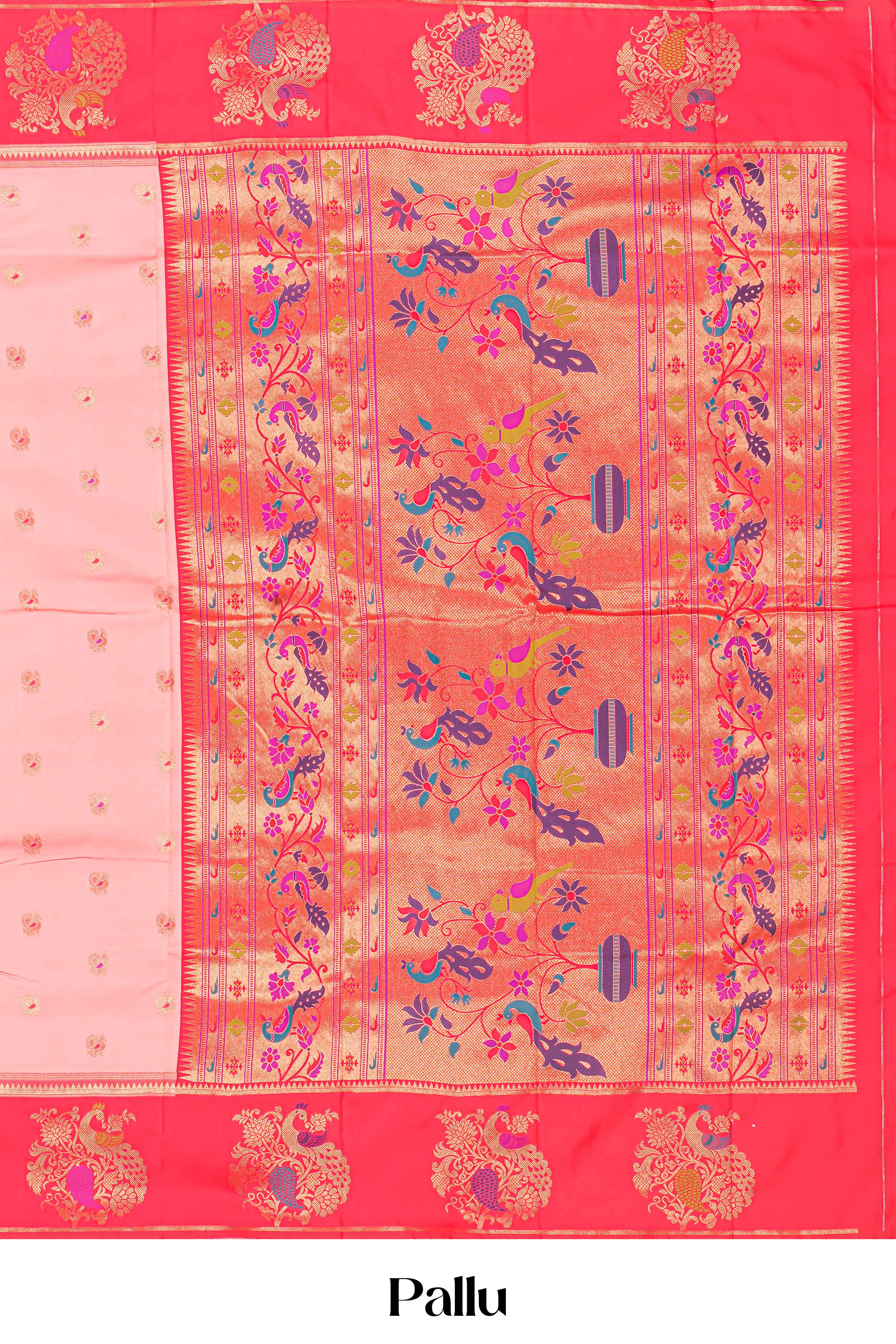 Peach art silk rich weave saree